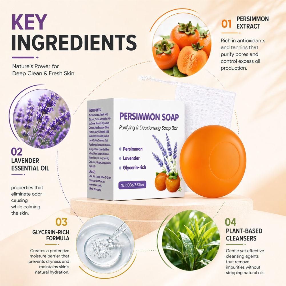 Savon Solide Persimmon & Lavan - Skincare Gentle avis et prix